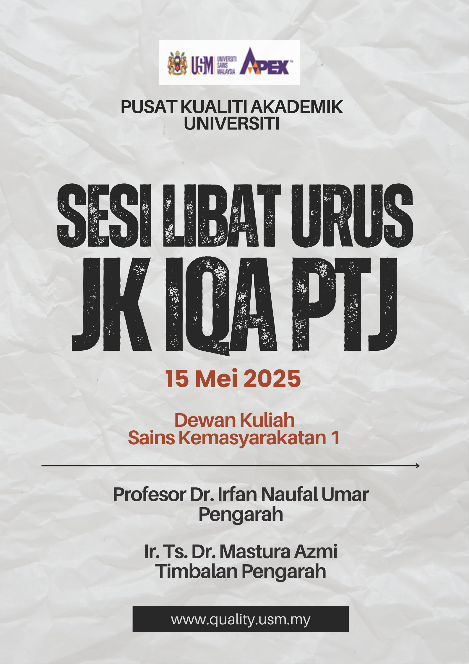 Poster Sesi Libat Urus JK IQA PTJ 15 Mei 2025
