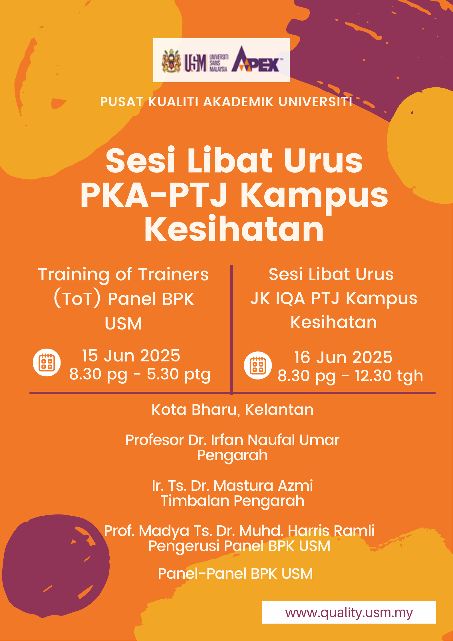 Poster Sesi Libat Urus PKA PTJ Kampus Kesihatan 15 16 Jun 2025